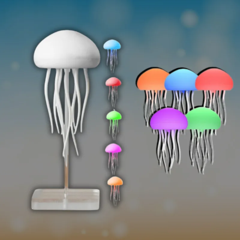 Voice-Controlled Jellyfish Lamp with floating tentacles and colorful gradient light