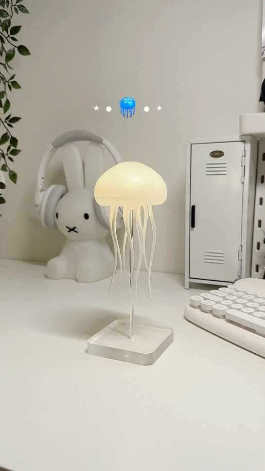 Voice-Controlled Jellyfish Lamp with floating tentacles and colorful gradient light